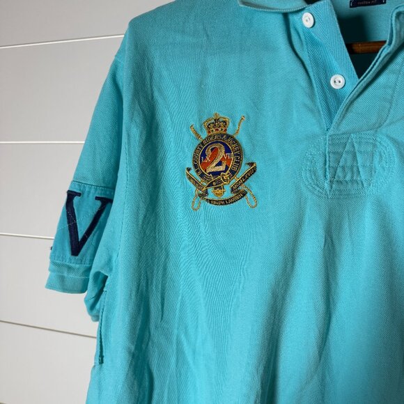 Polo Ralph Lauren Country Riders & Jockey Club Big Pony Polo Shirt Aqua Sz XXL - Picture 7 of 9